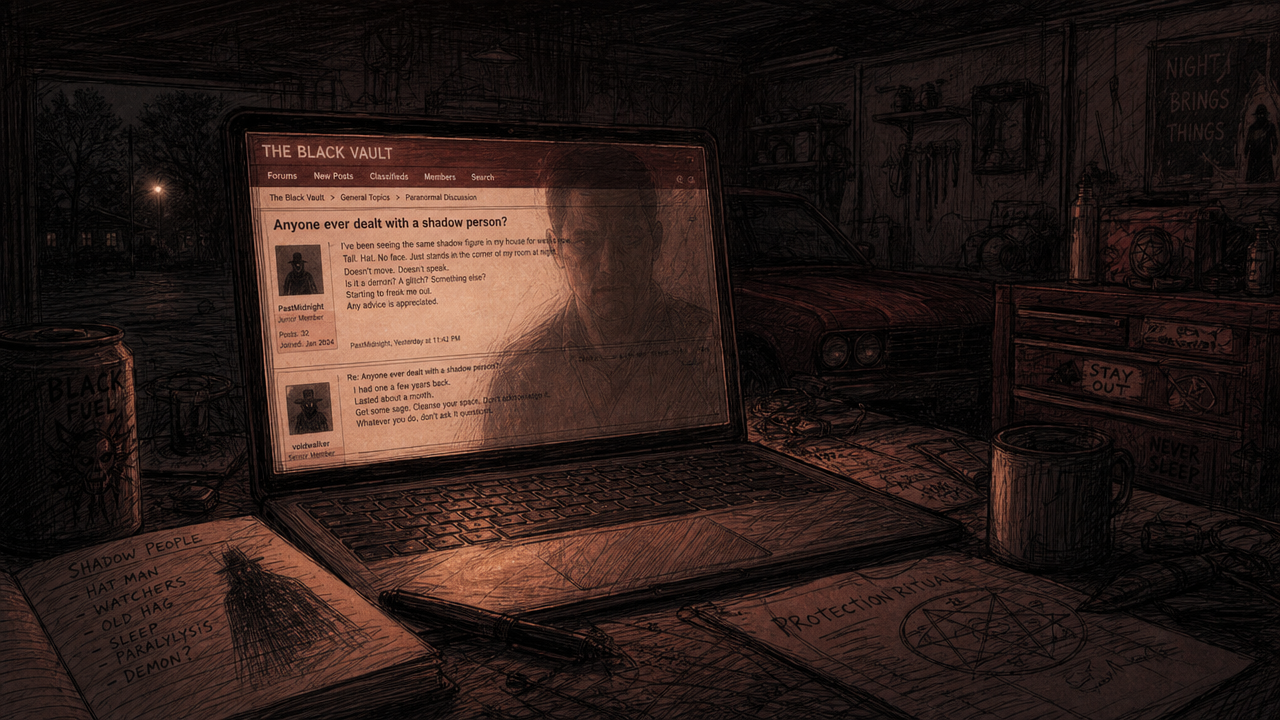 Sketch artwork for The Shadow in the Spare Garage